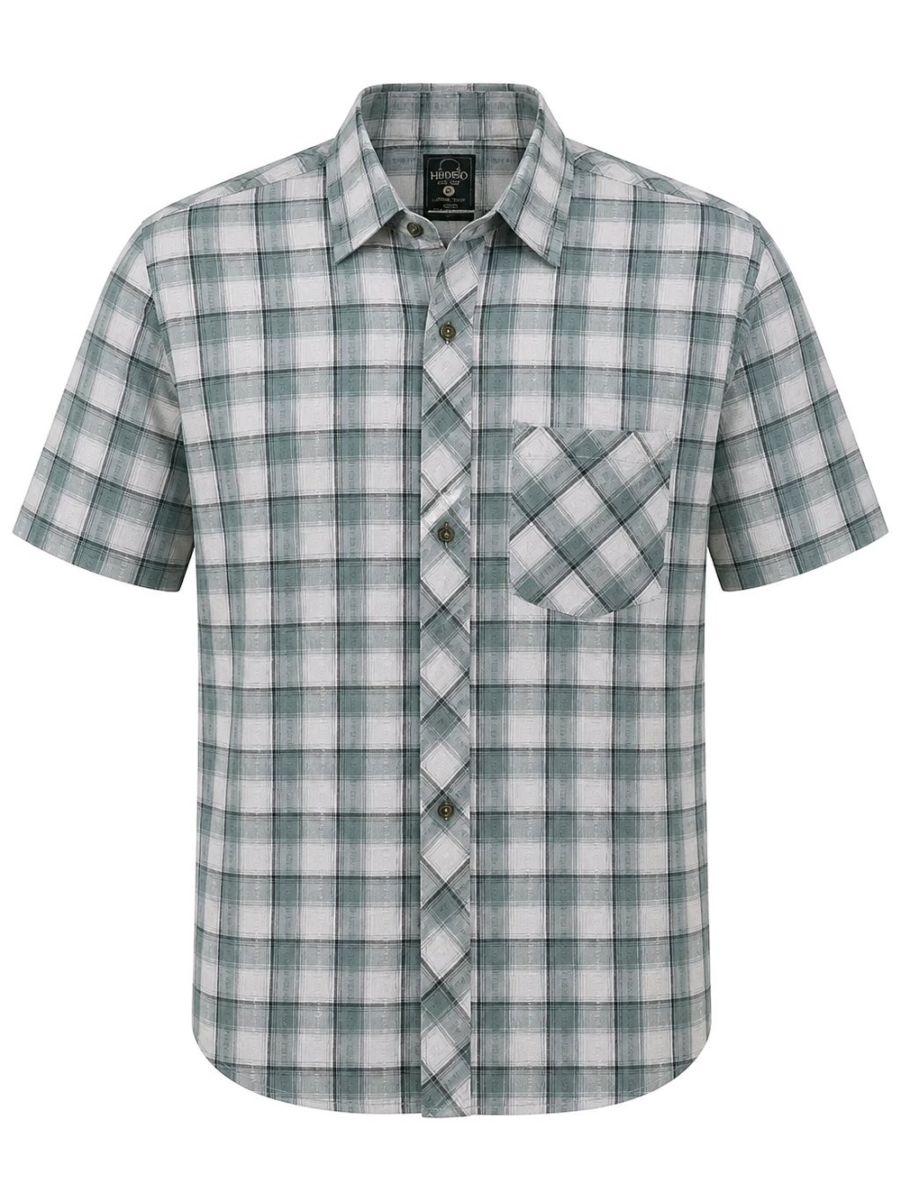 RedHead Men's Plaid Button-Up Shirt in Light Green, White and Tan.